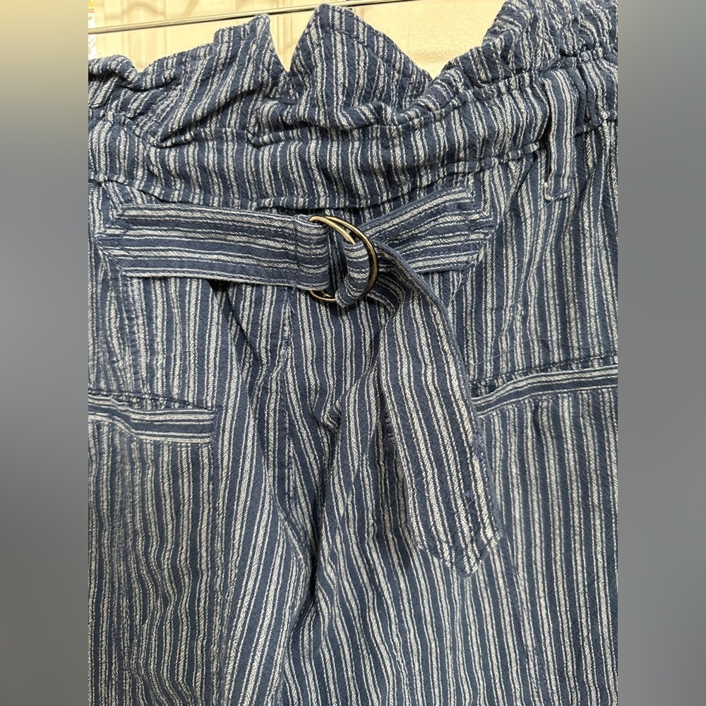 Free People Navy Pinstripe Wide Leg Pants - Picture 7 of 10